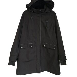 Rickis Black Hooded‎ Parka Jacket with Zipper Accents and Thumbholes XL